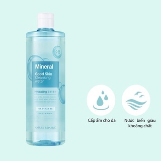 Nước tẩy trang Nature Repulic Good Skin Ampoule Cleansing Water 500ml đủ các mùi Tea Trea , Natural , AHA