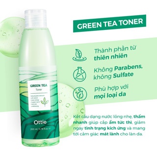 Sữa dưỡng da trà xanh OTTIE Green Tea Elmulsion 200ml hạn chế dầu nhờn hỗ trợ làm trắng da