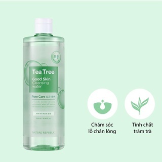 Nước tẩy trang Nature Repulic Good Skin Ampoule Cleansing Water 500ml đủ các mùi Tea Trea , Natural , AHA