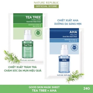 Mặt nạ giấy Nature Republic AHA/ TEA TREE Peeling Good Skin Mask Sheet 24ml dưỡng sáng, đều màu da và ngăn ngừa mụn