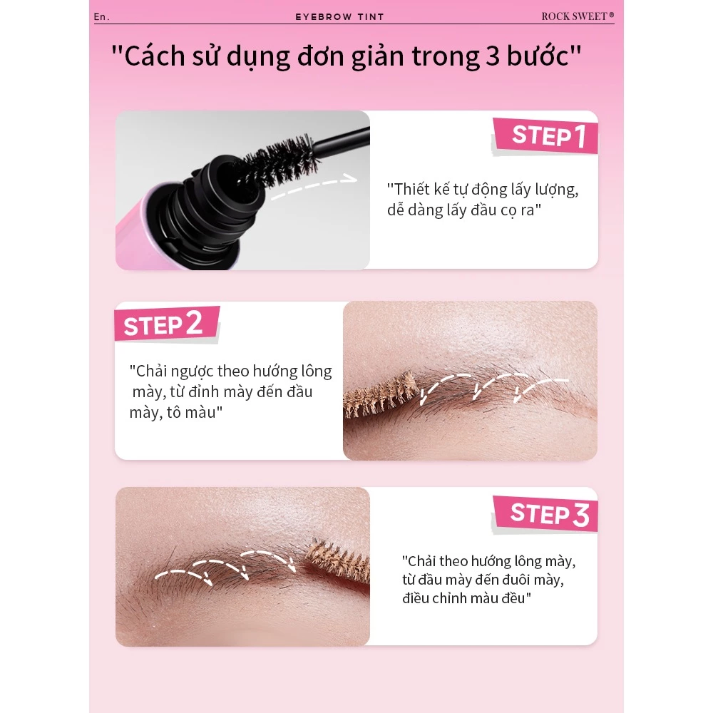 Mascara chân mày Rock Sweet 5g lên màu tự nhiên định hình lông mày rõ nét