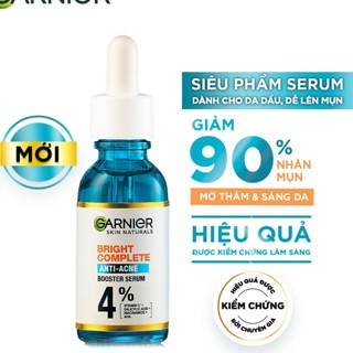 Serum Garnier Bright Complete Anti-Acnes Booster 30ml giảm mụn mờ thâm