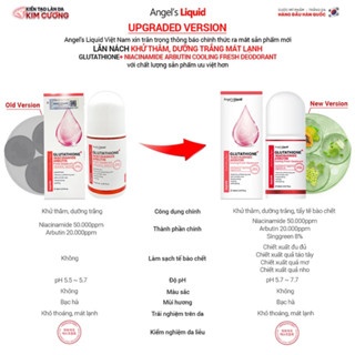 Lăn khử mùi Glutathione + Niacinamide Angle's Liquid 60ml giúp vùng da dưới cánh tay trắng sáng, mịn màng