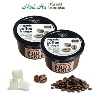 Tẩy tế bào chết cà phê Organic Shop Body Scrub 250ml bản Nga giúp loại bỏ tế bào chết cho da