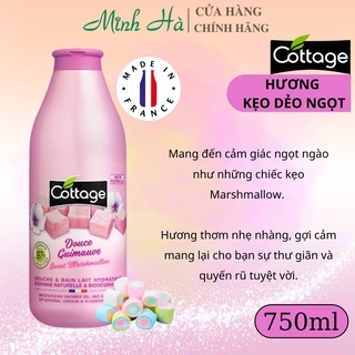 Sữa tắm Cottage Pháp 750ml dưỡng ẩm, trắng da