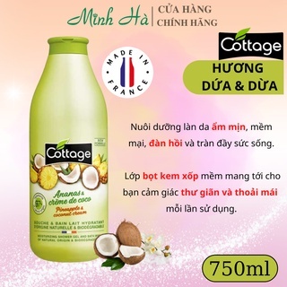 Sữa tắm Cottage Pháp 750ml dưỡng ẩm, trắng da