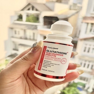 Lăn khử mùi Glutathione + Niacinamide Angle's Liquid 60ml giúp vùng da dưới cánh tay trắng sáng, mịn màng