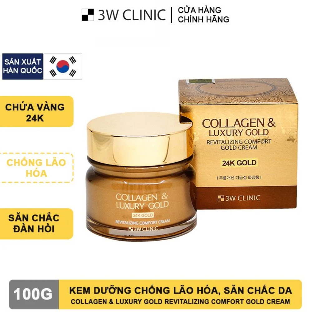 Kem dưỡng 3W Clinic Collagen & Luxury Gold Cream 100ml