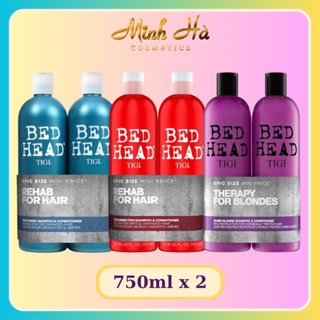 Bộ dầu gội xả Tigi Bed Head 750ml đỏ tím xanh phục hồi tóc