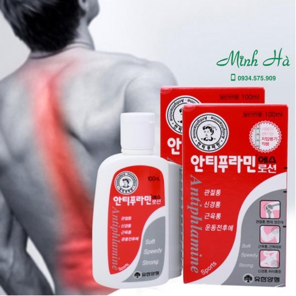 Dầu nóng xoa bóp Antiphlamine Hàn Quốc 100ml dạng kem, màu trắng sữa với mùi thơm bạc hà tươi mát cảm giác dễ chịu