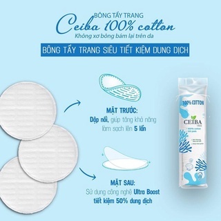 Bông tẩy trang Ceiba 100% Cotton 140 miếng tăng khả năng làm sạch gấp 5 lần