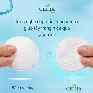 Bông tẩy trang Ceiba 100% Cotton 140 miếng tăng khả năng làm sạch gấp 5 lần