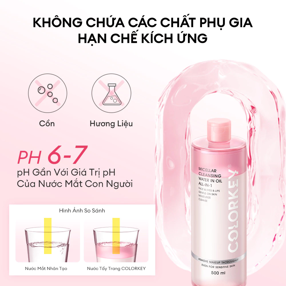 Nước tẩy trang Colorkey Micellar Cleansing Water In Oil All in 1 500ml