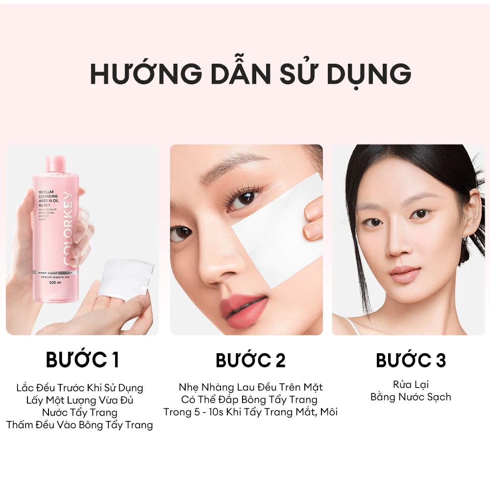 Nước tẩy trang Colorkey Micellar Cleansing Water In Oil All in 1 500ml
