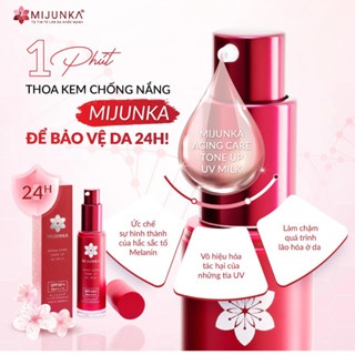 (Tặng kèm sữa rửa mặt) Kem chống nắng Mijunka Aging Care Toneup UV Milk SPF50+/PA++++ 30ml giúp nâng tông, bảo vệ da