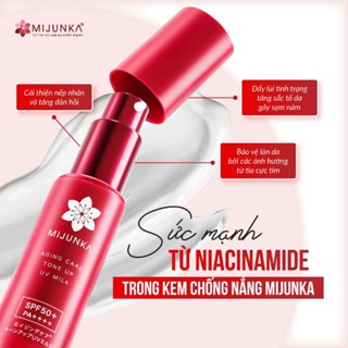 (Tặng kèm sữa rửa mặt) Kem chống nắng Mijunka Aging Care Toneup UV Milk SPF50+/PA++++ 30ml giúp nâng tông, bảo vệ da