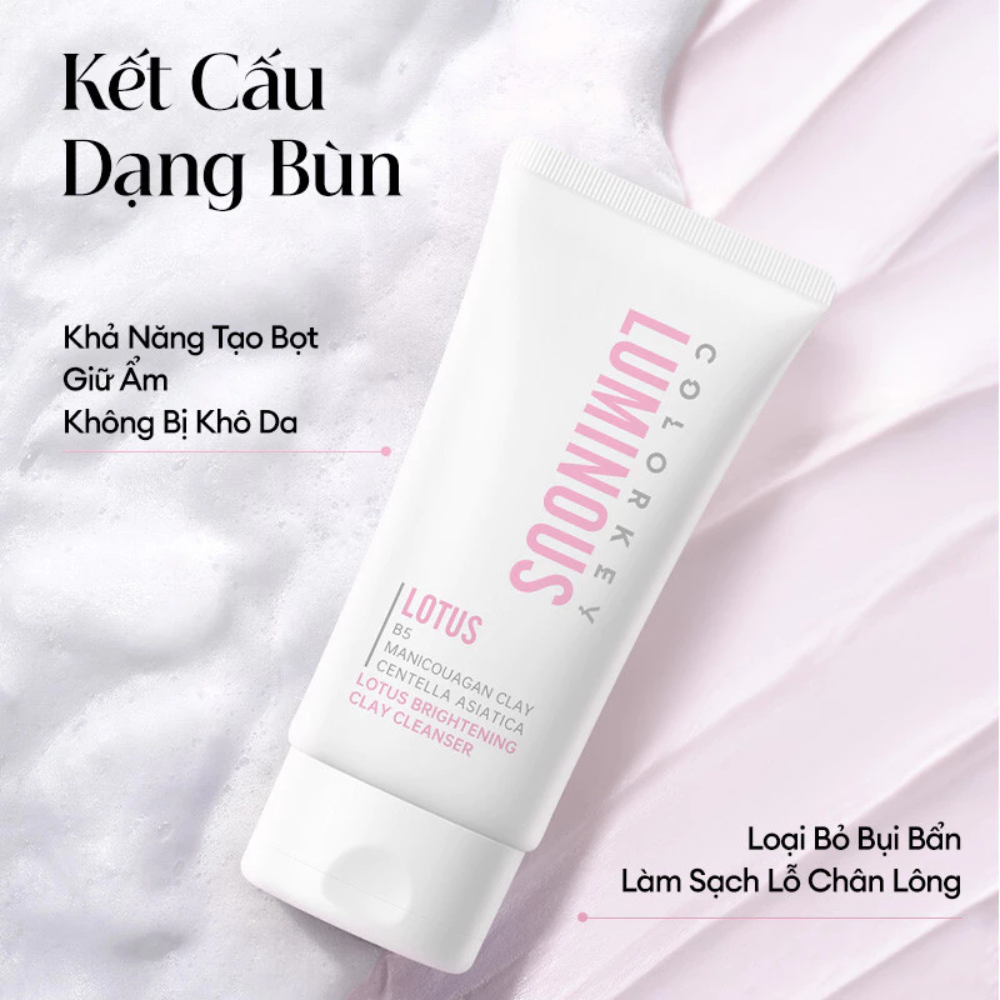 Sữa rửa mặt Colorkey Luminous Lotus Brightening Clay Cleanser 20/100g làm sạch sâu hỗ trợ sáng da