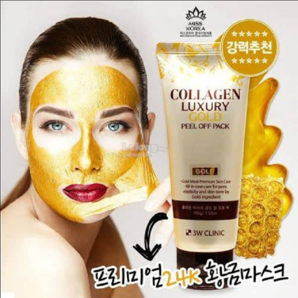 Mặt nạ vàng 3W Clinic Collagen Luxury Gold Peel Off Pack 100g chống lão hóa và làm trắng da