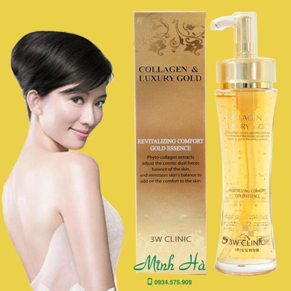 Serum 3W Clinic Collagen And Luxury Gold 150ml giúp da bạn trắng hồng, mịn màng, se khít lỗ chân lông