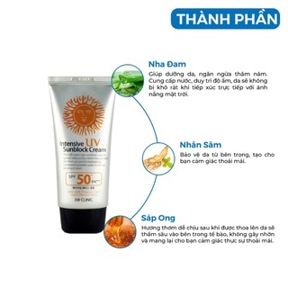 Kem chống nắng 3W Clinic Intensive UV Sunblock Cream SPF 50 PA+++ 70ml hiệu quả chống nắng vượt trội