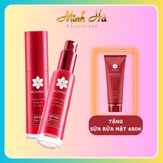 (Tặng kèm sữa rửa mặt) Kem chống nắng Mijunka Aging Care Toneup UV Milk SPF50+/PA++++ 30ml giúp nâng tông, bảo vệ da