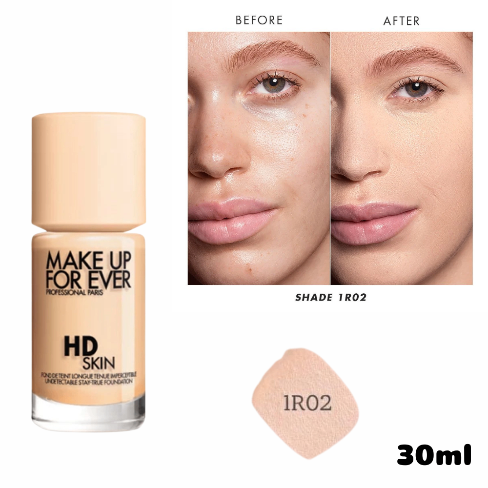 Kem nền Make Up For Ever HD Skin 12/30ml lớp finish cực kì tự nhiên mỏng nhẹ, thoáng mặt