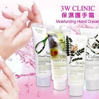 Kem dưỡng da tay 3W Clinic Moisturizing Hand Cream 100ml nuôi dưỡng da ẩm mượt, căng mịn và trắng sáng
