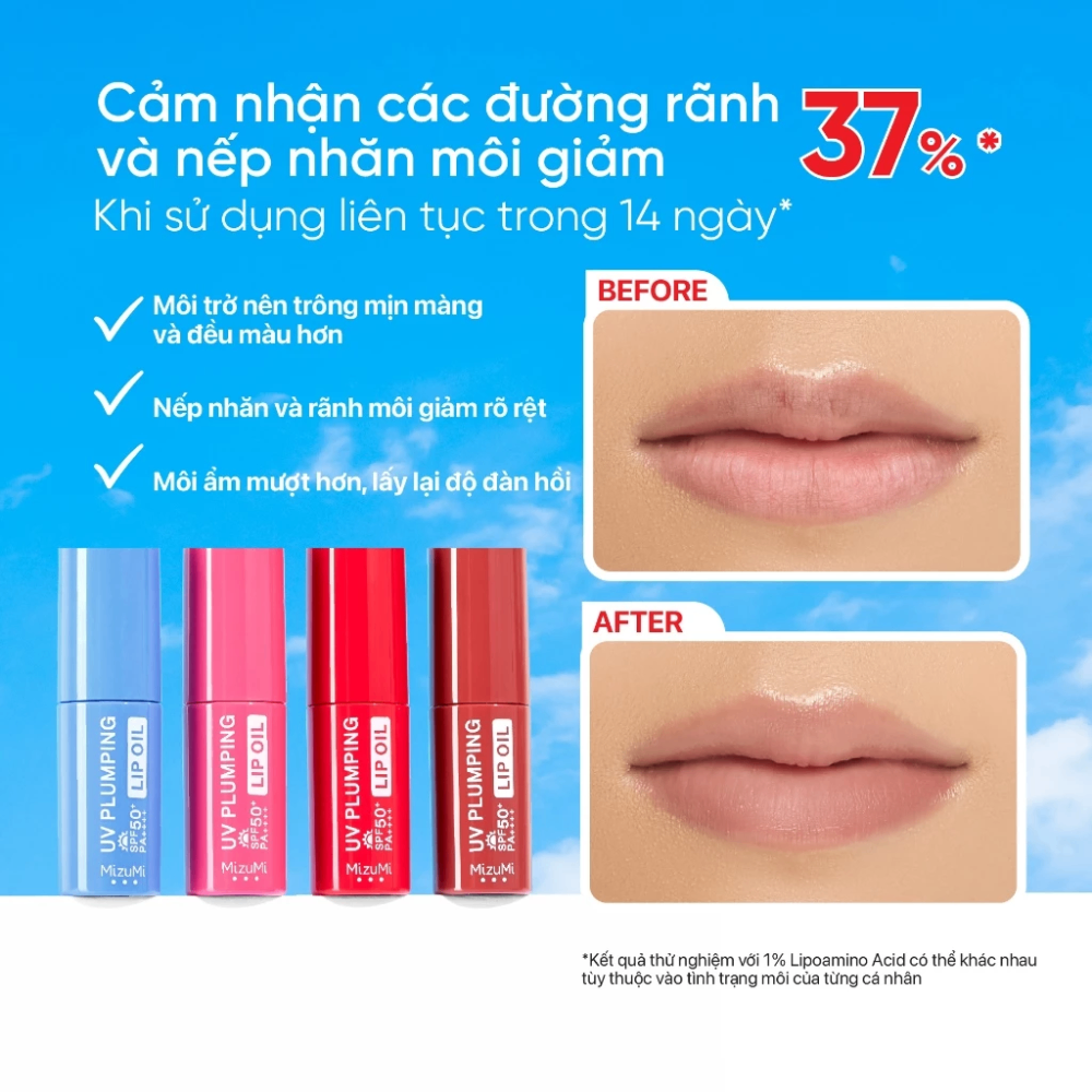 Dưỡng môi MizuMi UV Plumping Lip Oil Rouge 4g dưỡng ẩm làm mềm môi