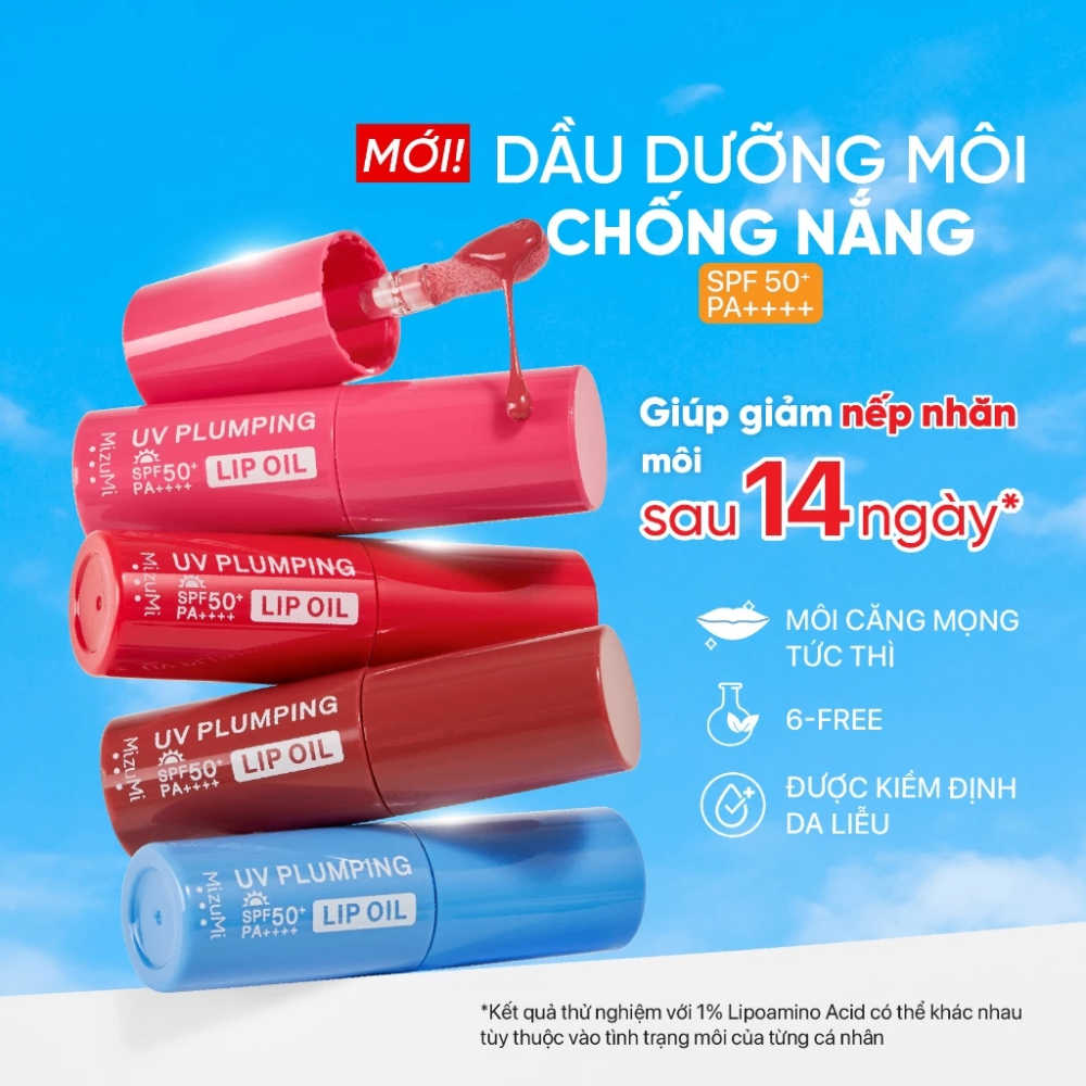 Dưỡng môi MizuMi UV Plumping Lip Oil Rouge 4g dưỡng ẩm làm mềm môi