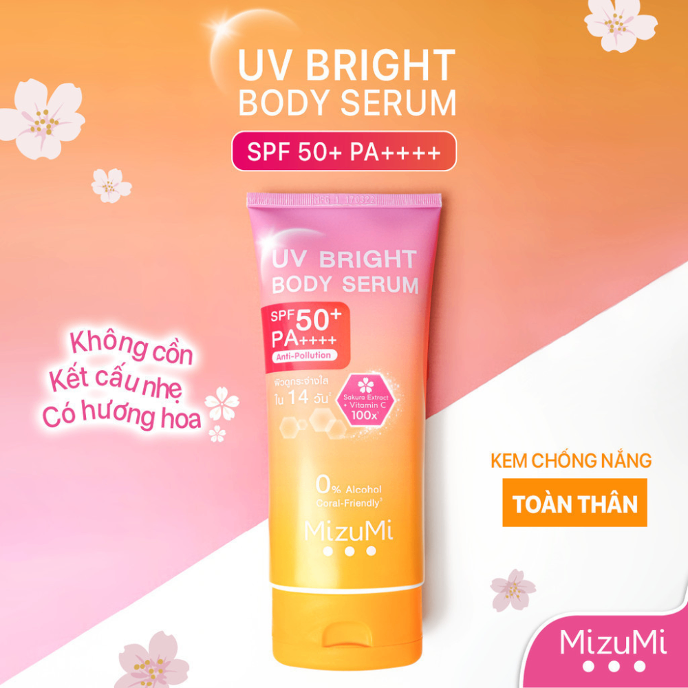Dưỡng thể chống nắng MizuMi UV Bright Body Serum SPF50+ PA++++ 180ml (có mùi)
