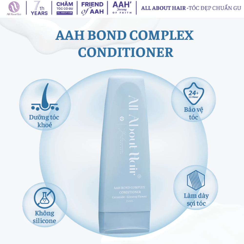 Dầu gội, xả, ủ tóc All About Hair AAH Scalp Care Shampoo 490ml, Bond Complex Conditioner 250ml, Oil Treatment 100ml
