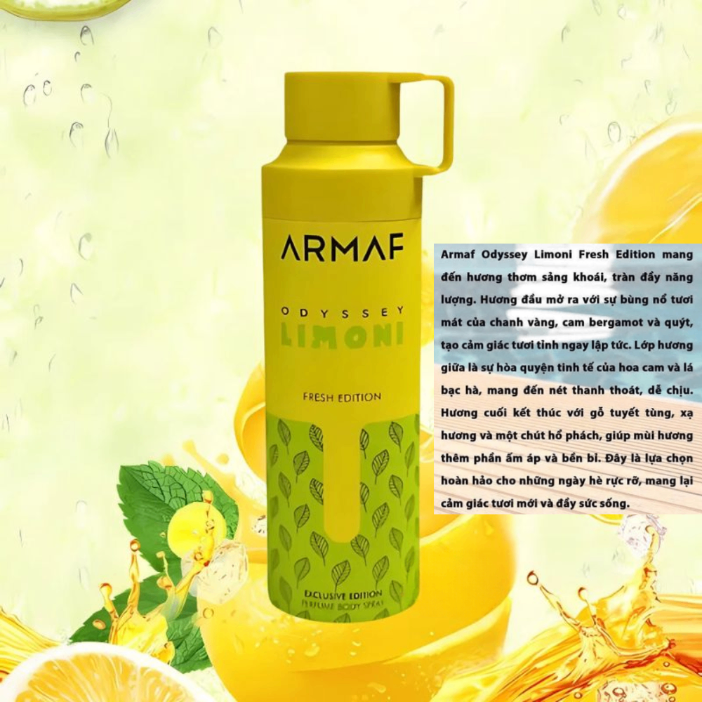 Xịt thơm ARMAF Club De Nuit Body Spray 200ml thiết kế sang trọng hương thơm tinh tế