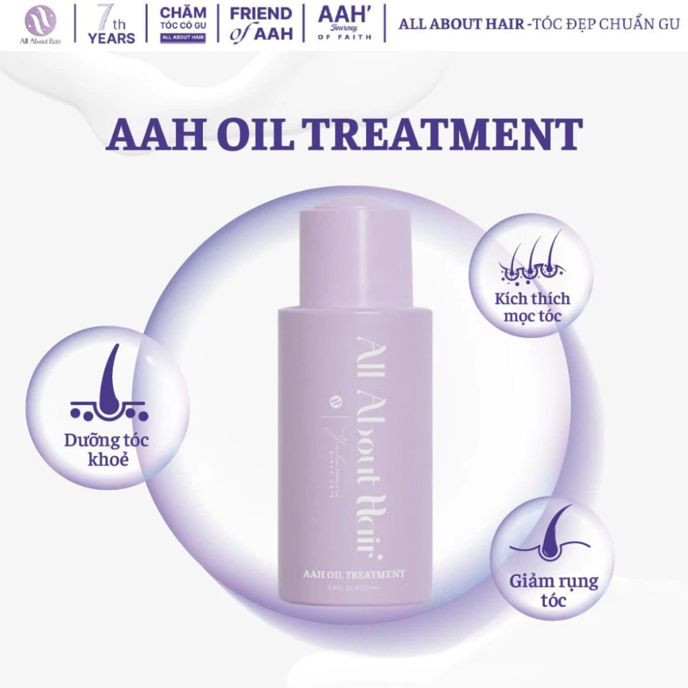 Dầu gội, xả, ủ tóc All About Hair AAH Scalp Care Shampoo 490ml, Bond Complex Conditioner 250ml, Oil Treatment 100ml