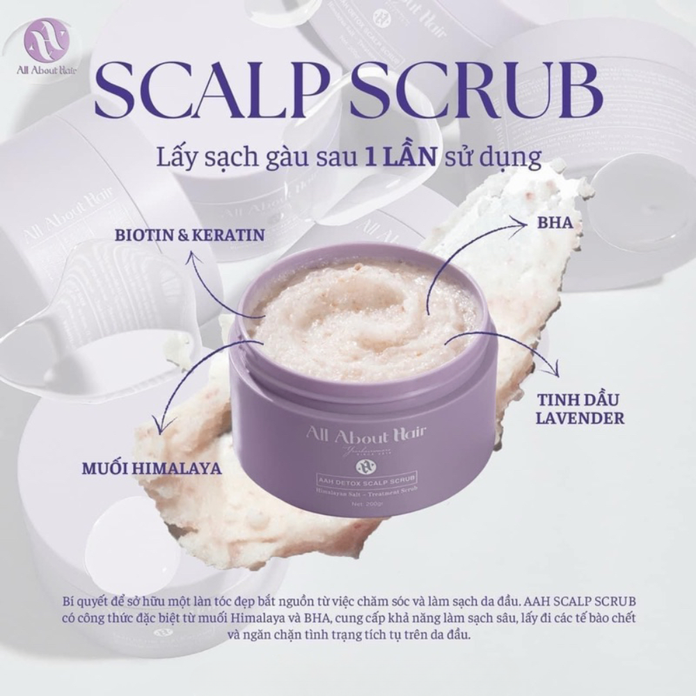 Tẩy tế bào chết da đầu All About Hair AAH Detox Scalp Scrub 200g