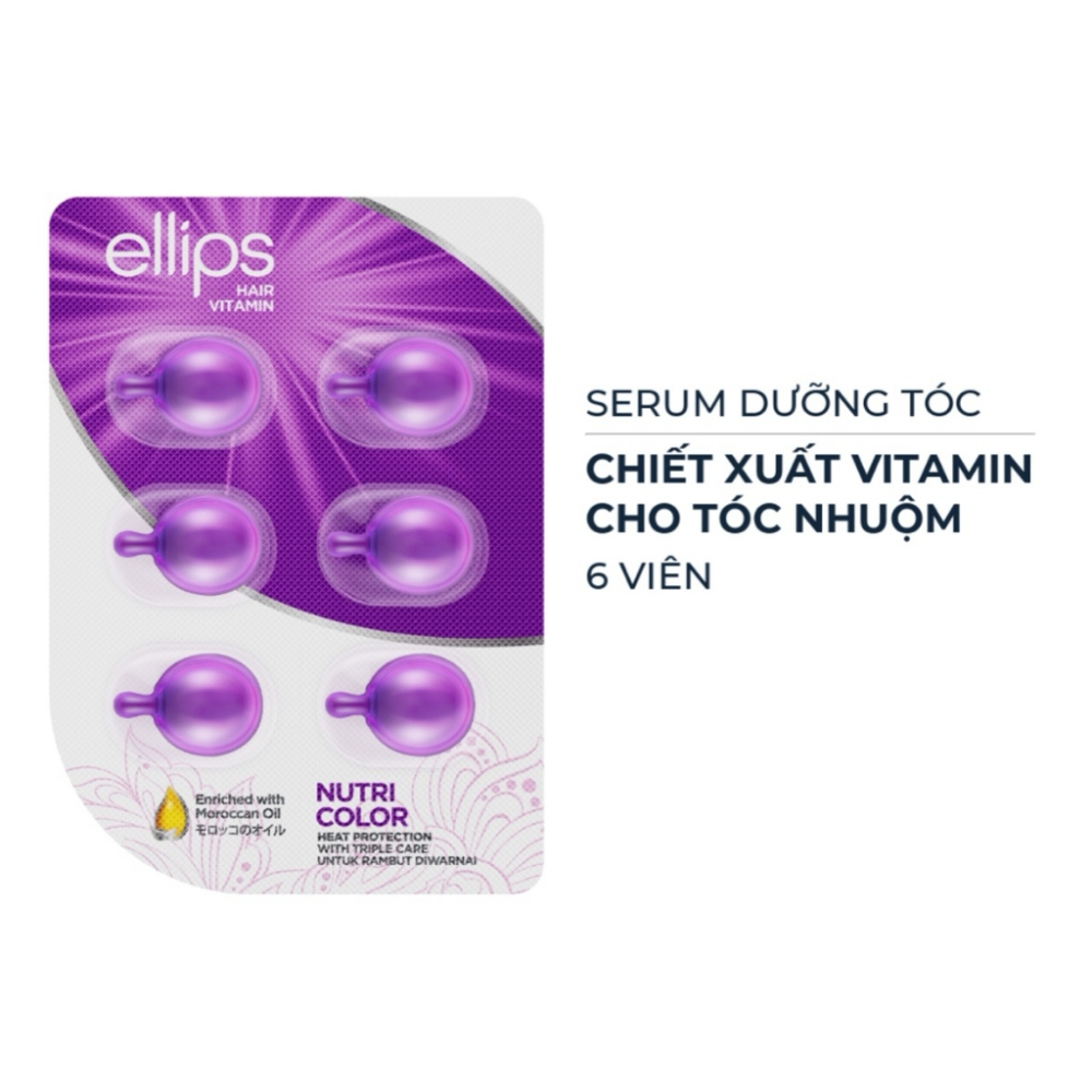Serum dưỡng tóc Ellips Hair Vitamin vỉ 6 viên phục hồi tóc suôn mượt bóng khỏe
