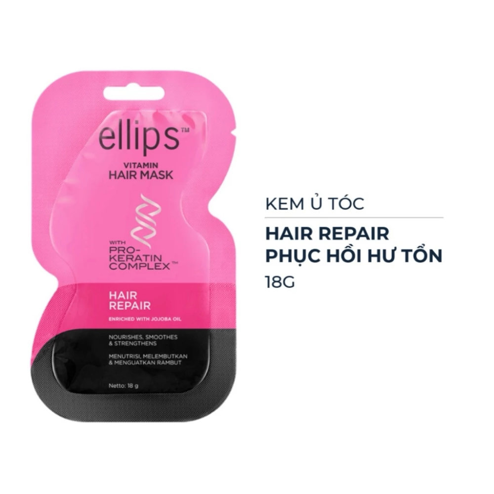 Kem ủ tóc Ellips Vitamin Hair Mask 18/20g phục hồi tóc hư tổn sâu từ bên trong
