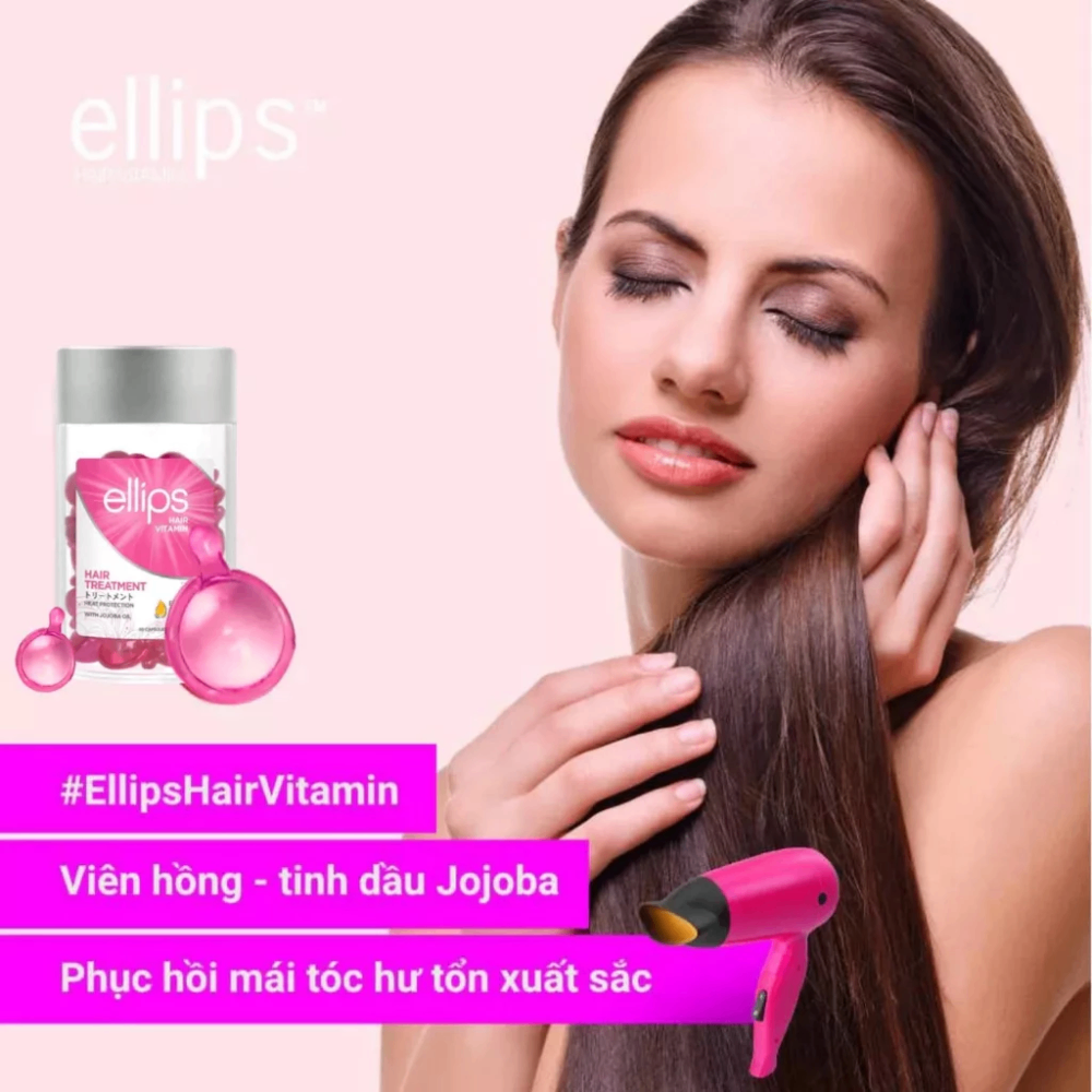 Serum dưỡng tóc Ellips Hair Vitamin hũ 50 viên phục hồi tóc suôn mượt bóng khỏe