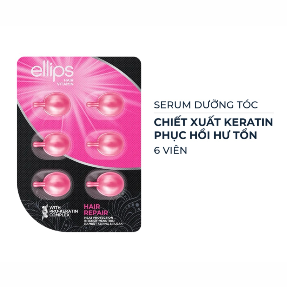 Serum dưỡng tóc Ellips Hair Vitamin vỉ 6 viên phục hồi tóc suôn mượt bóng khỏe