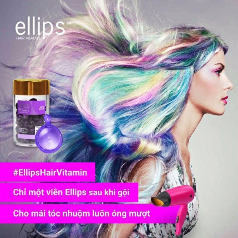 Serum dưỡng tóc Ellips Hair Vitamin hũ 50 viên phục hồi tóc suôn mượt bóng khỏe