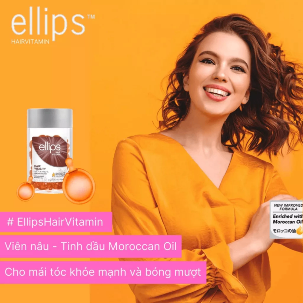 Serum dưỡng tóc Ellips Hair Vitamin hũ 50 viên phục hồi tóc suôn mượt bóng khỏe