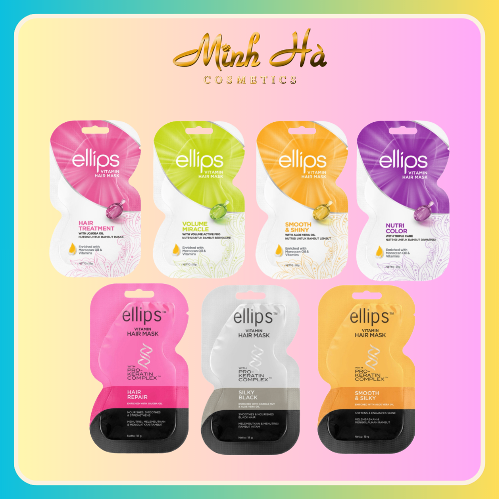 Kem ủ tóc Ellips Vitamin Hair Mask 18/20g phục hồi tóc hư tổn sâu từ bên trong
