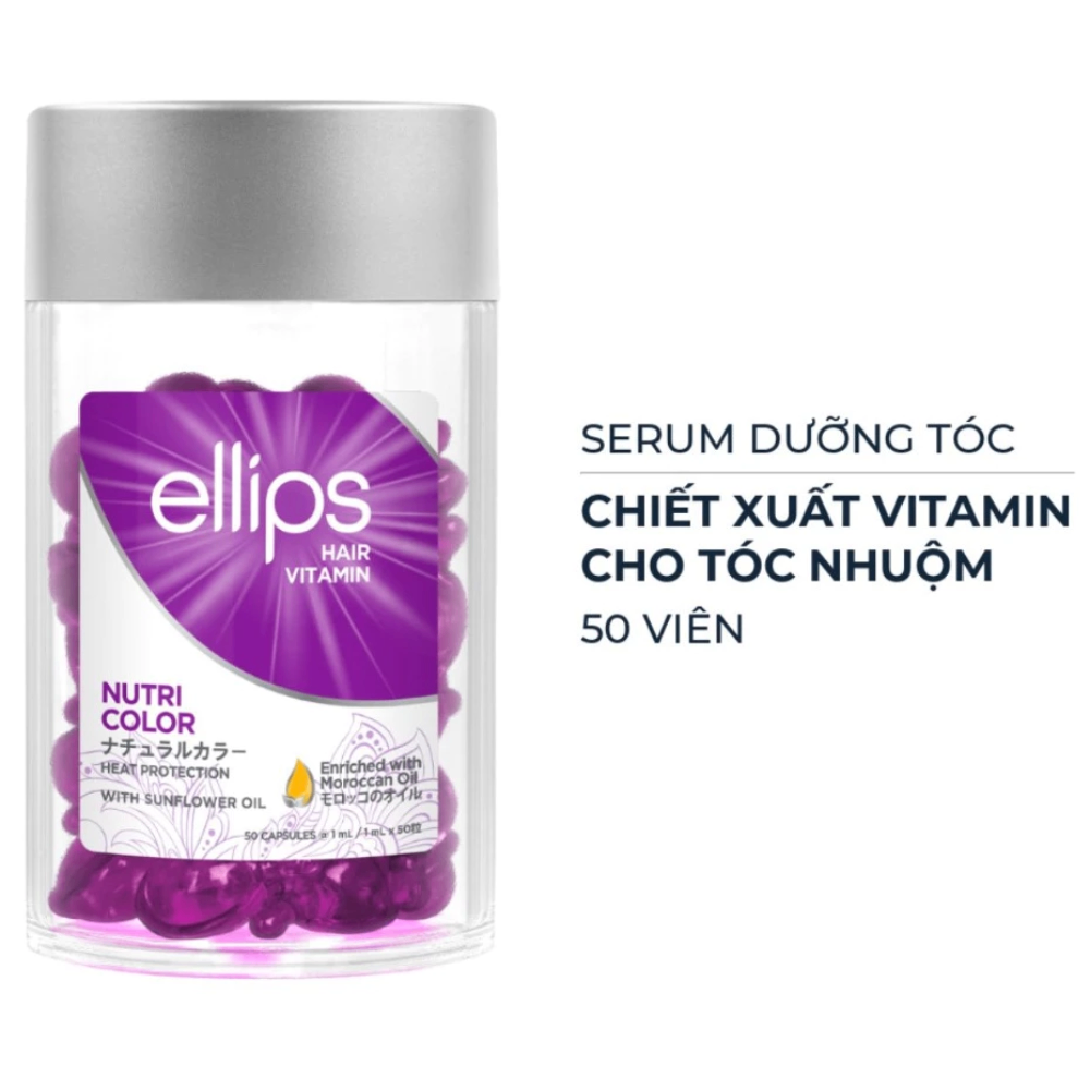 Serum dưỡng tóc Ellips Hair Vitamin hũ 50 viên phục hồi tóc suôn mượt bóng khỏe