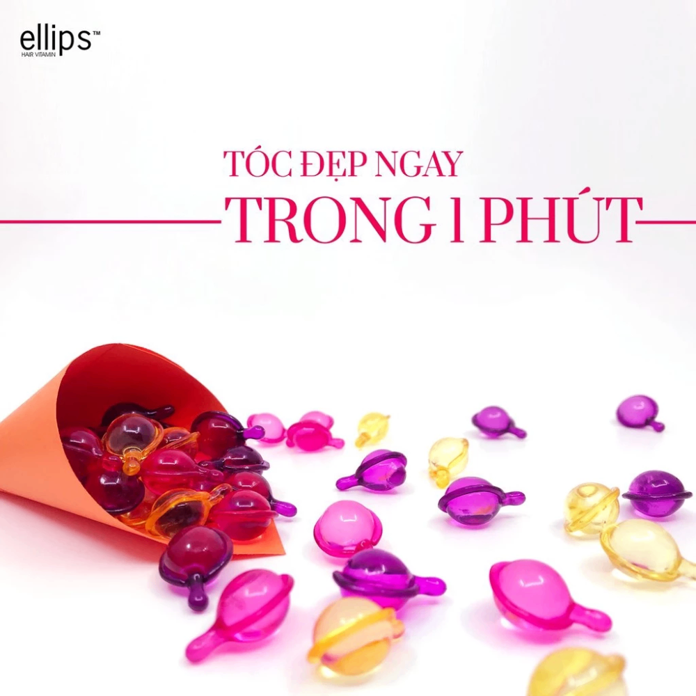 Serum dưỡng tóc Ellips Hair Vitamin vỉ 6 viên phục hồi tóc suôn mượt bóng khỏe