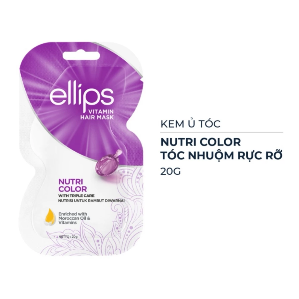 Kem ủ tóc Ellips Vitamin Hair Mask 18/20g phục hồi tóc hư tổn sâu từ bên trong