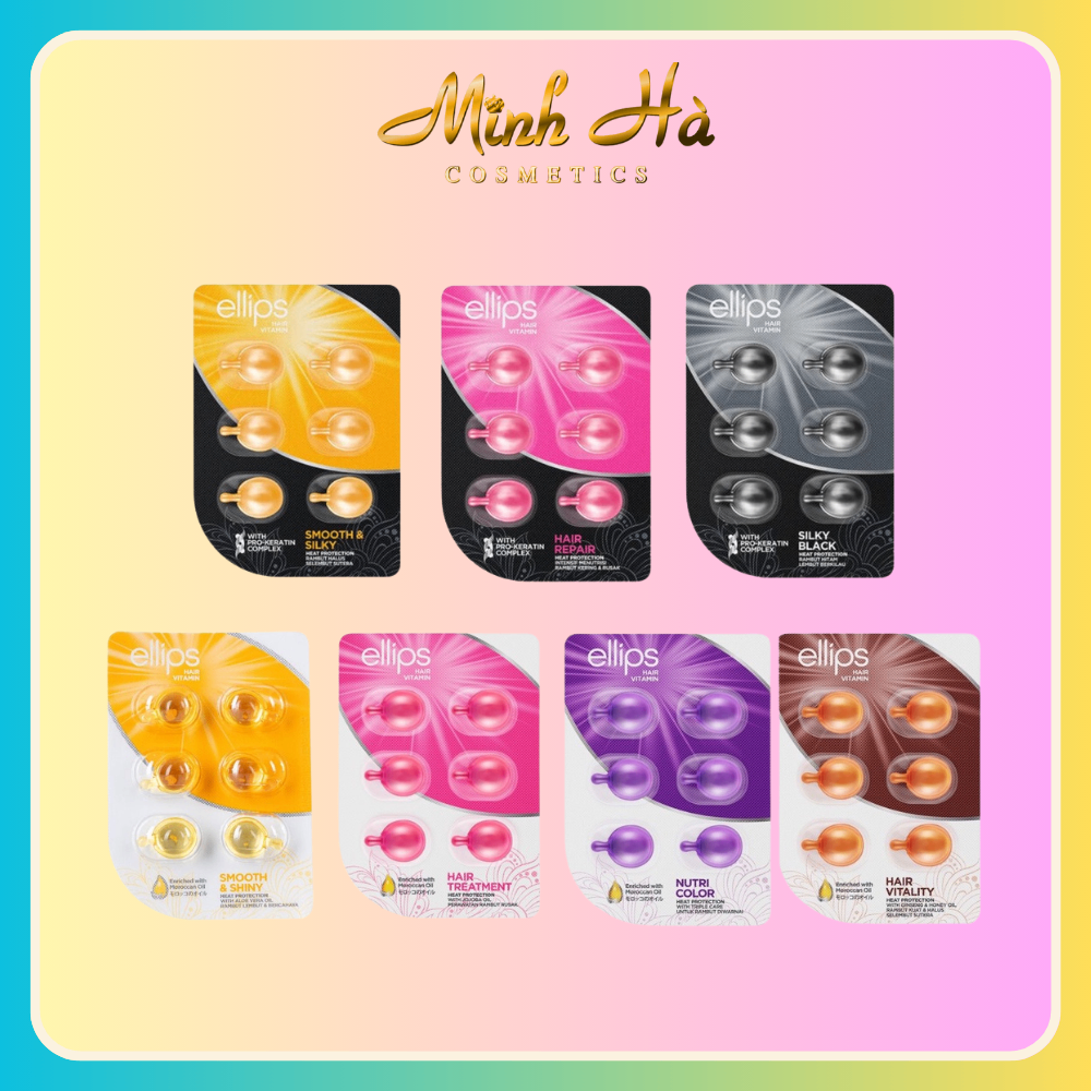 Serum dưỡng tóc Ellips Hair Vitamin vỉ 6 viên phục hồi tóc suôn mượt bóng khỏe