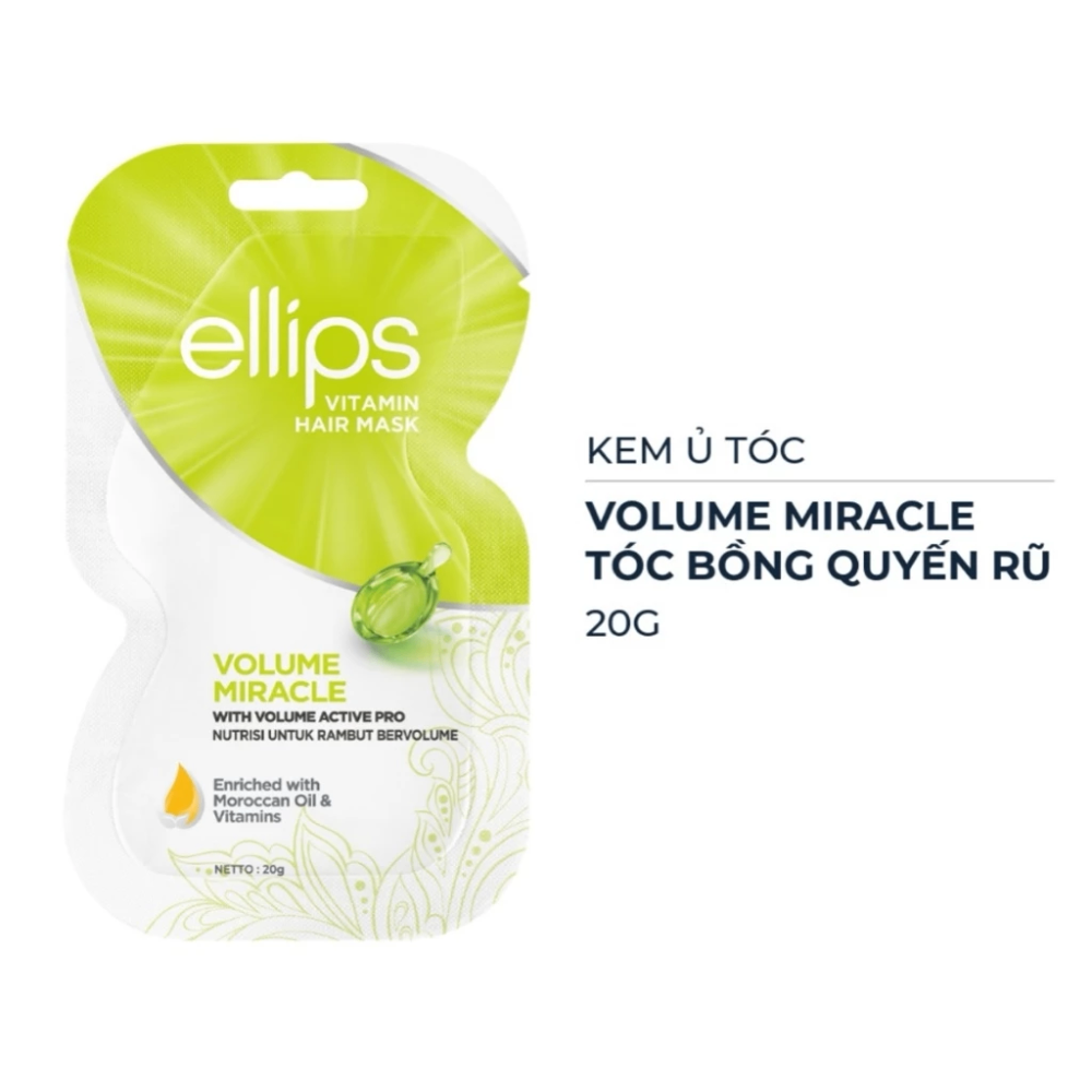 Kem ủ tóc Ellips Vitamin Hair Mask 18/20g phục hồi tóc hư tổn sâu từ bên trong