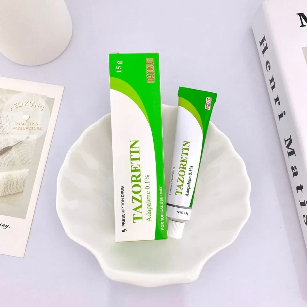 Kem giảm mụn trứng cá Tazoretin Adapalene 0.1% 15/30g giảm tình trạng mụn, hỗ trợ làm sạch lỗ chân lông