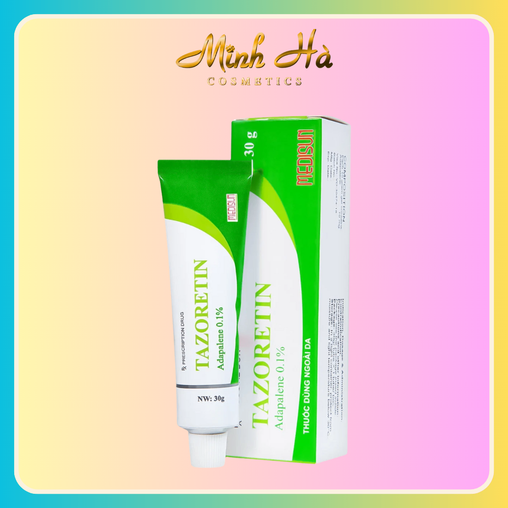 Kem giảm mụn trứng cá Tazoretin Adapalene 0.1% 15/30g giảm tình trạng mụn, hỗ trợ làm sạch lỗ chân lông
