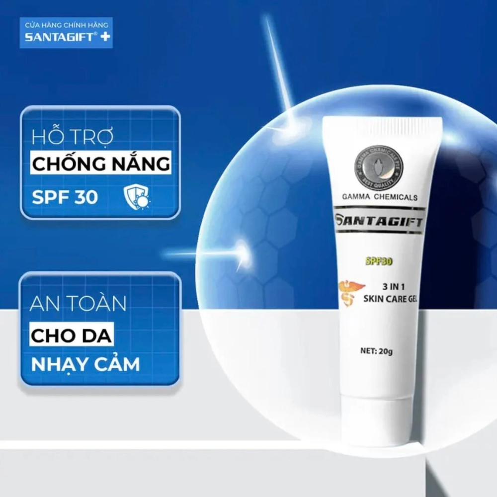 Kem giảm mụn SANTAGIFT 3 in 1 Skin Care Gel SPF30 20g giảm mụn, dưỡng da, chống nắng