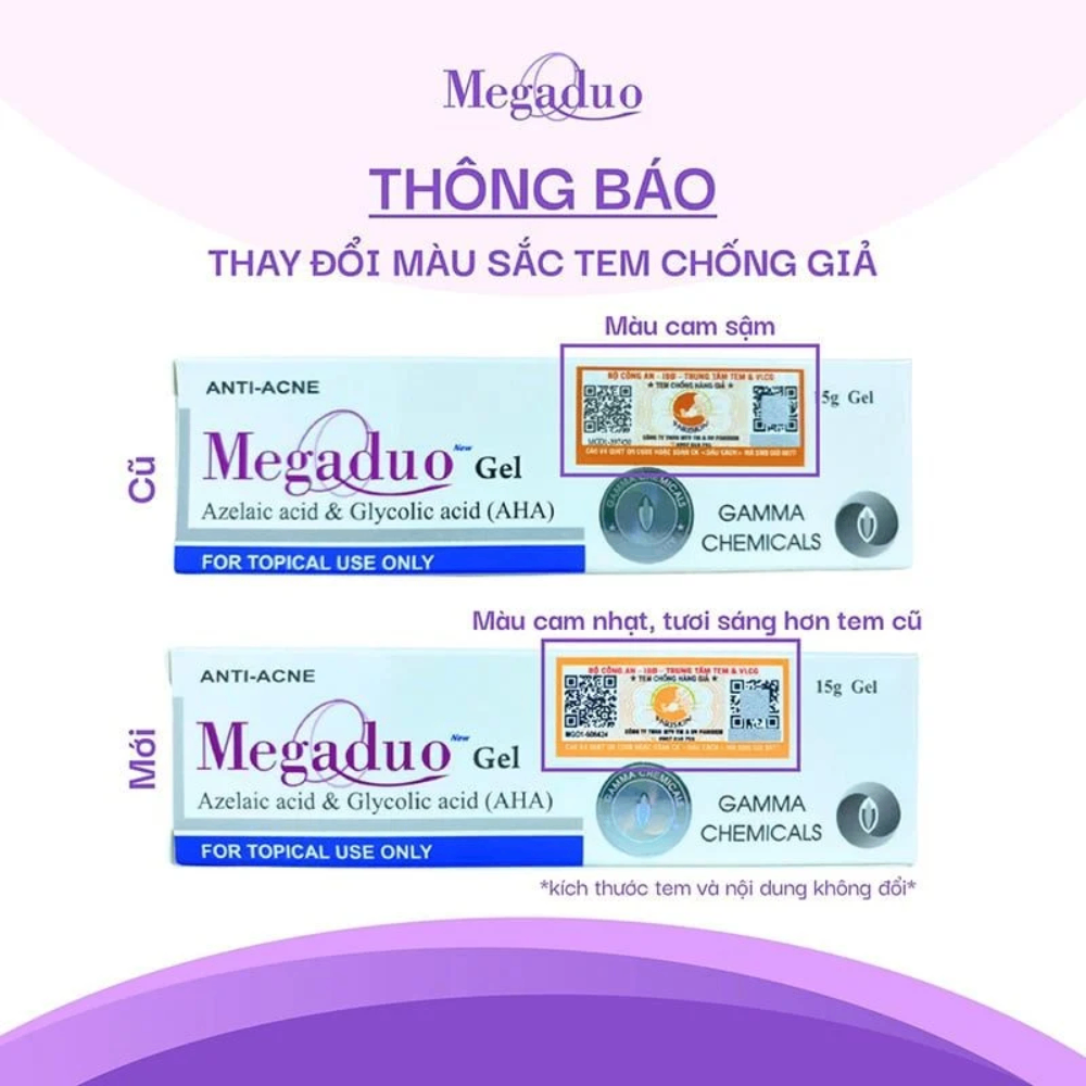 Gel giảm mụn Megaduo AHA 15g giảm mụn viêm, gom cồi nhanh